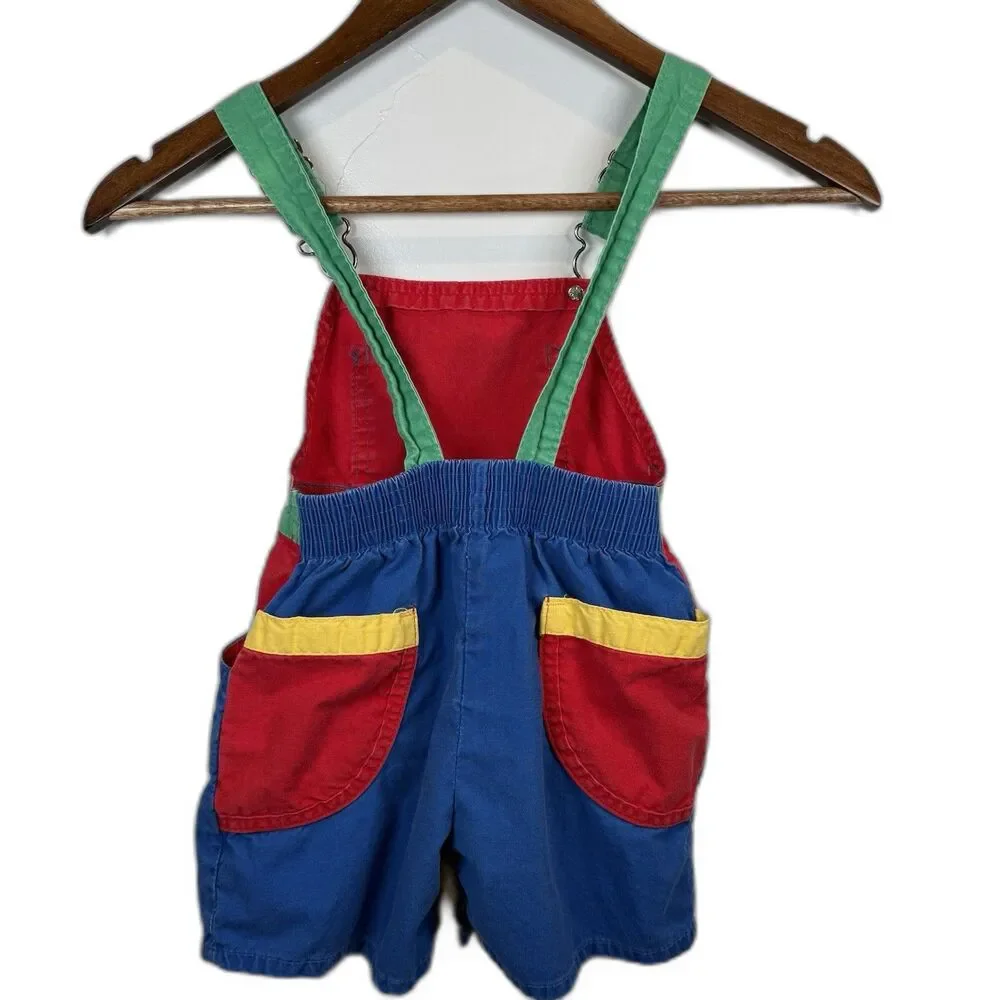 Osh Kosh B’Gosh Vintage Primary Colors Shortalls Size 3T Made In USA